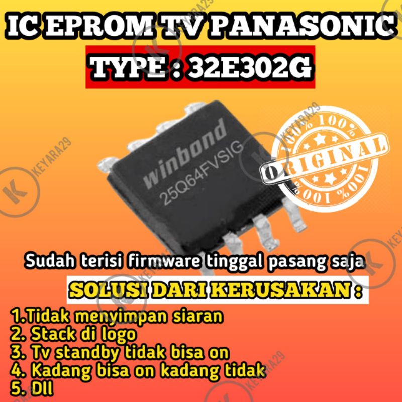 ic eprom tv led panasonic 32E302G siap pakai