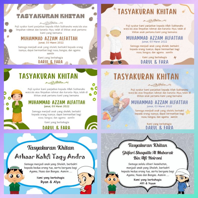 

(minim beli 50) Sticker / Kartu Tasyakuran Khitan aqiqah tedhak siten turun tanah 1 bulanan untuk anak cowok laki laki murah bagus lucu esthetic acara sunatan