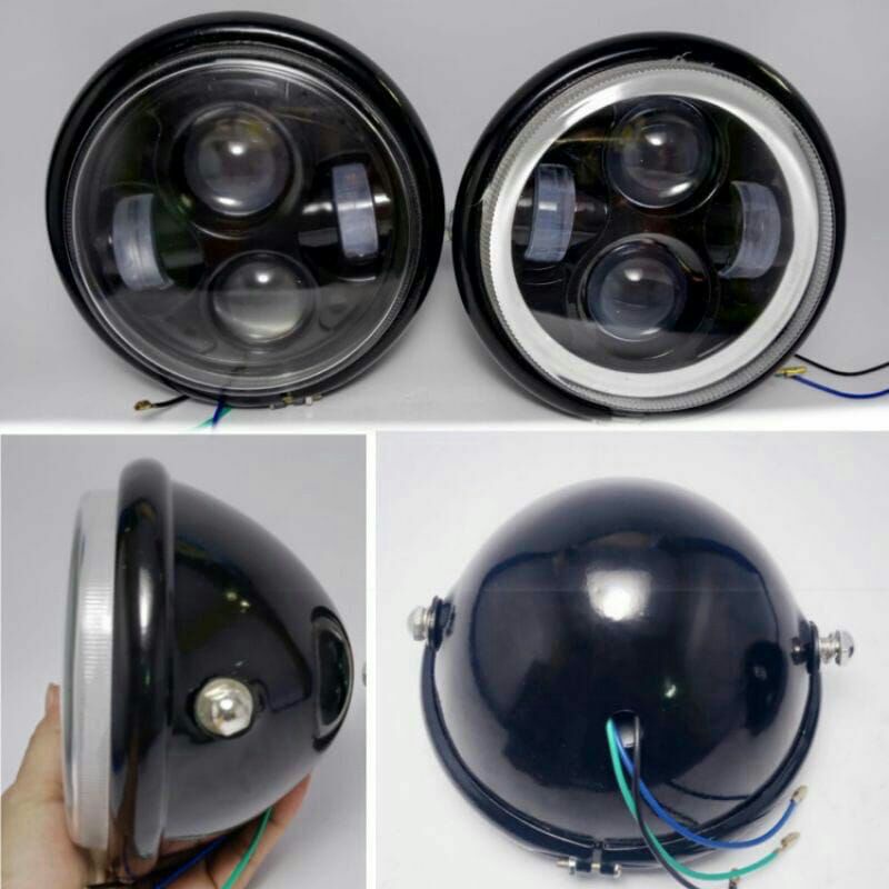 A054 lampu daymaker 5 75 inch 4 led mata set batok pesek kota putih dymaker cb megapro gl pro tiger 