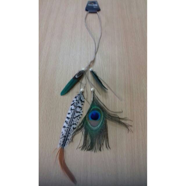 Kalung bulu merak warna