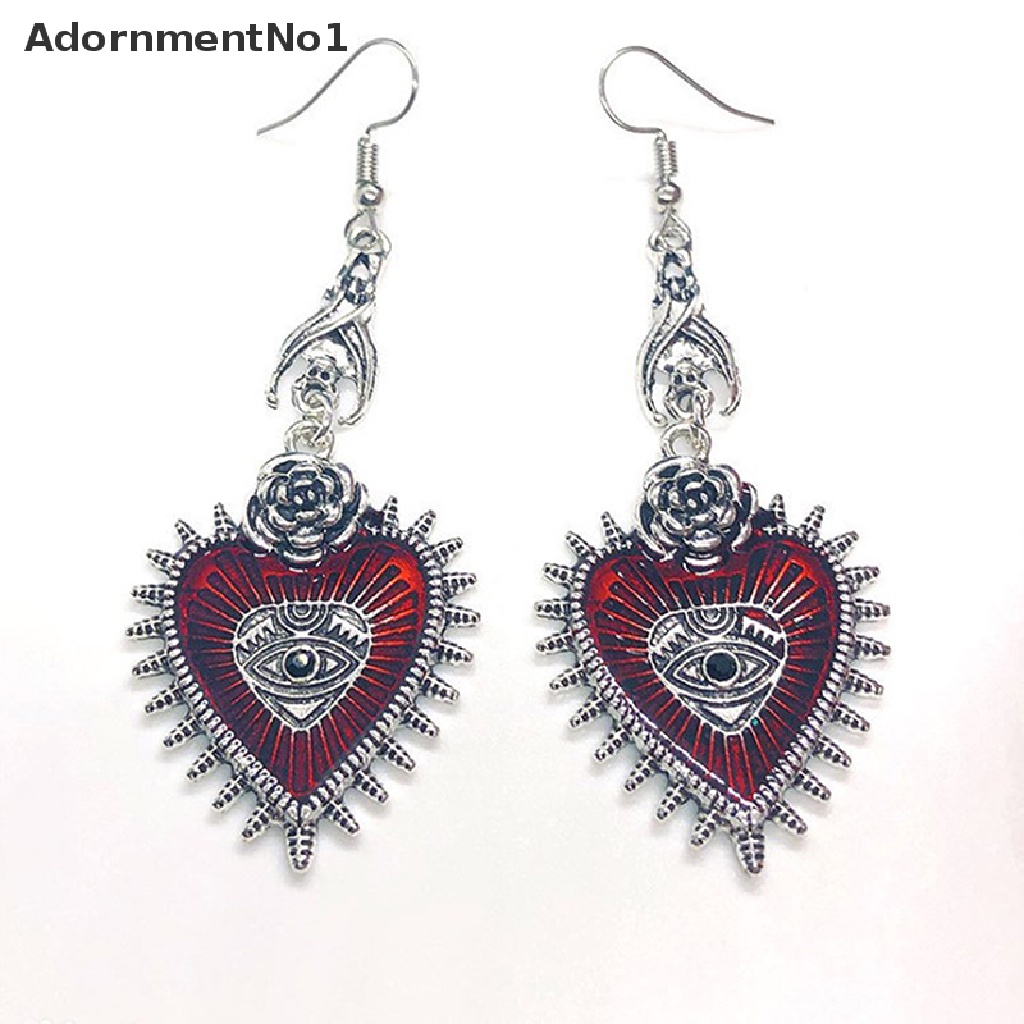 (AdornmentNo1) Anting Tusuk Gantung Desain Kelelawar / Mawar / Hati Gaya Gothic Untuk Wanita