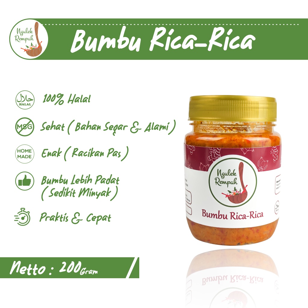 

NGULEK REMPAH Bumbu Rica-Rica 200 gram Bumbu Homemade Praktis Instan Siap Pakai Tanpa Pengawet