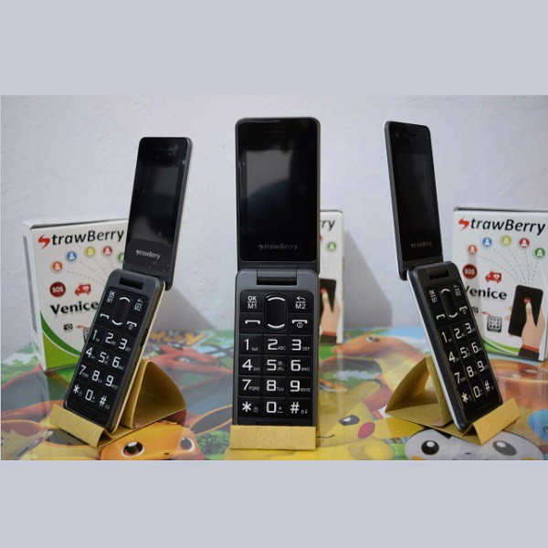HAPE HP STRAWBERRY VENICE ST77 FLIP LIPAT SOS BUTTON GARANSI RESMI