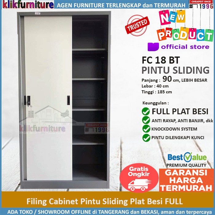  Lemari  Arsip Besi Kantor Pintu Sliding PLAT FC18BT 