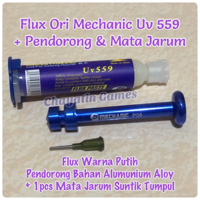 Flux Ori &amp; Alat Pendorong Mechanic Type UV 559 Warna Putih Isi 10cc