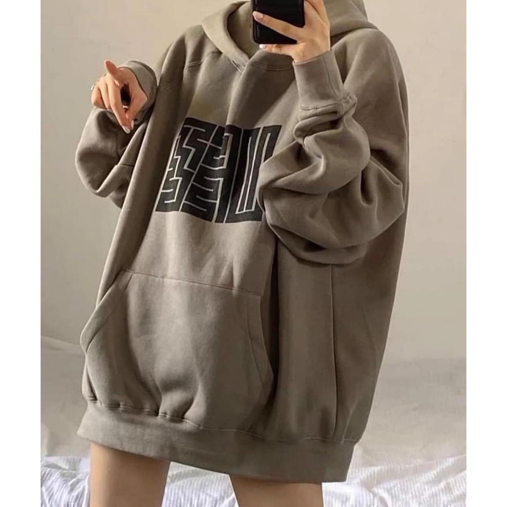 Labirinth Hoodie Oversize - Korean Style - Atasan Wanita Dan Pria Terbaru - Bahan Fleece