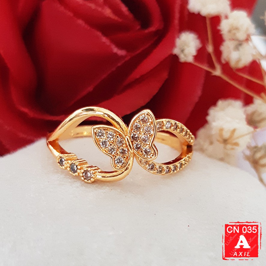 CN 035 Cincin Wanita Dewasa Murah Perhiasan Imitasi Cantik Cincin Xuping Lapis Emas Luxx Xuping