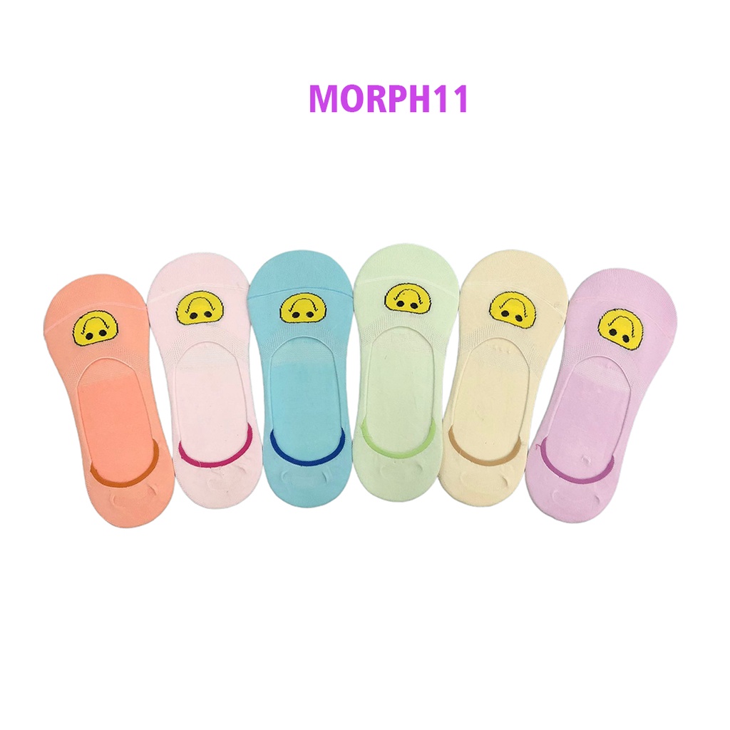 Kaos Kaki Pendek Wanita Invisible Korea Style Hidden 1Pasang (Bahan Katun)(Campur)-Random Morph11