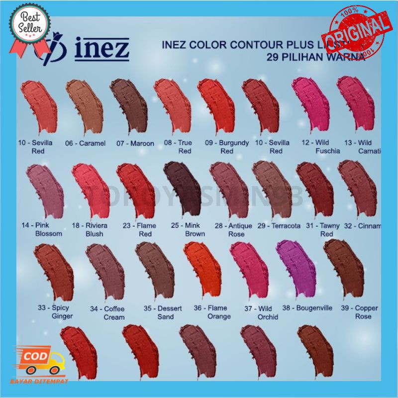 Inez Color Contour Plus Lipstick 29 Pilihan Warna (2) New Case Murah