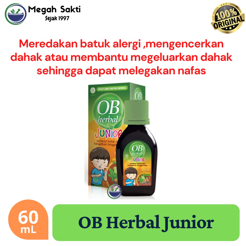 Megah Sakti - Ob Herbal Junior Sirup Obat Batuk 60Ml / Obh Junior 60 Ml - Pereda Batuk Alergi Dan Ba