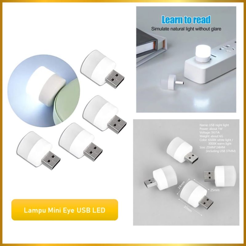 MEASTORE | LAMPU USB MINI / LAMPU TIDUR USB LED HEMAT ENERGI PUTIH / WARM WHITE USB NIGHT LIGHT HEMAT