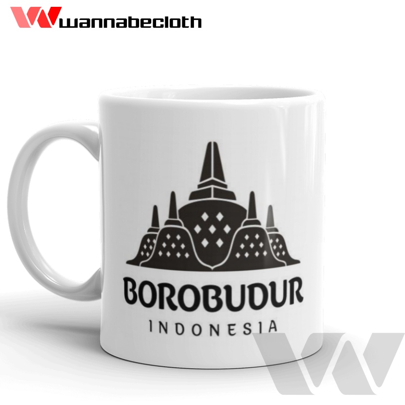 Gelas Borobudur Mug Borobudur Mug Kota Indonesia Oleh-Oleh Souvenir Mug Wisata Indonesia Mug Borobud