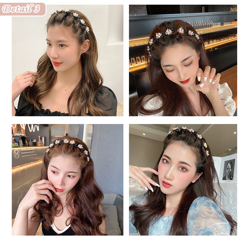 Madley HairBand Girl 2in1 Bando &amp; Jepit Rambut Pola Mutiara Fashion Korea Wanita Dewasa