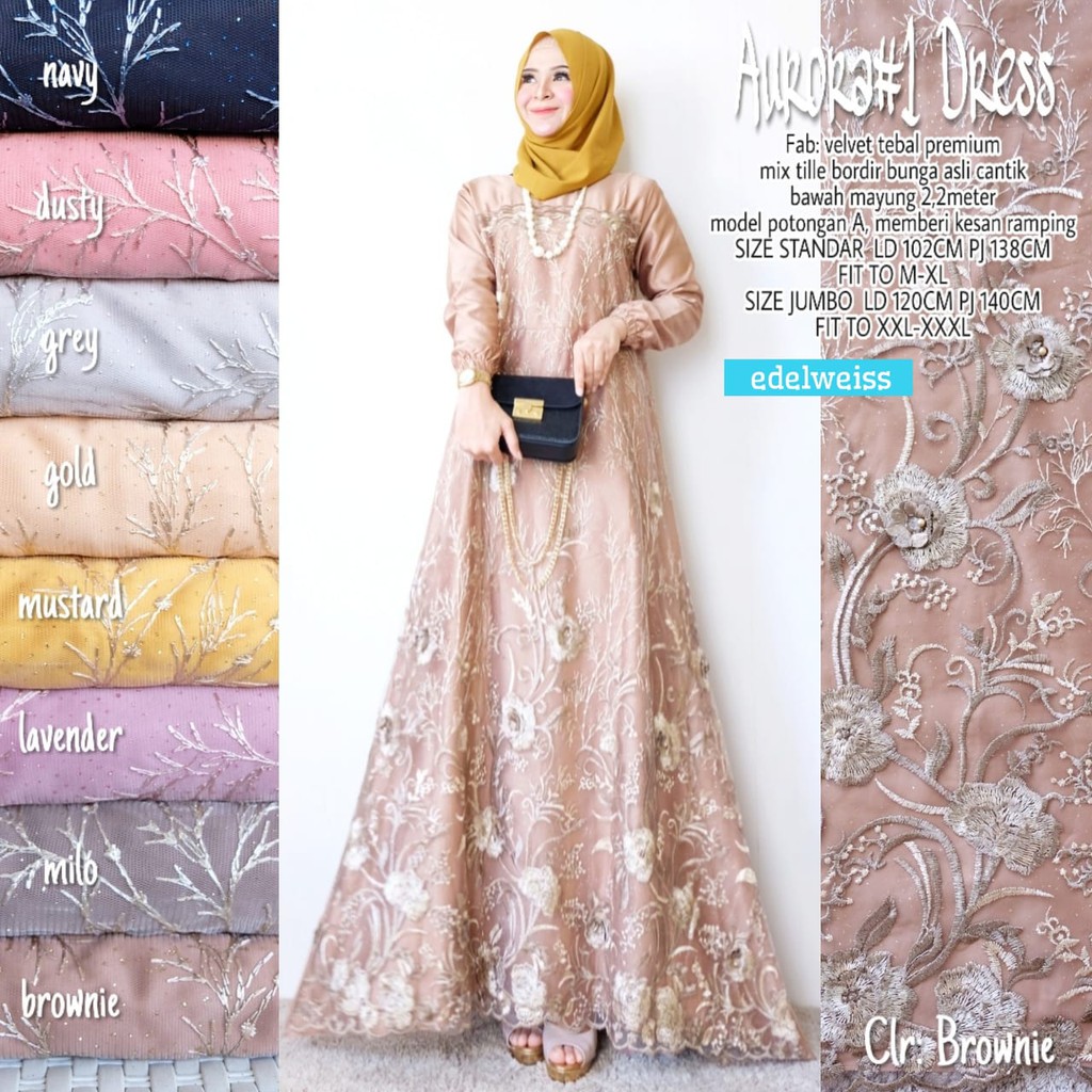 ✨READY✨EDELWEISS Aurora Dress brokat bridal tile mewah cantik terbaru fashion muslim modern kekinian