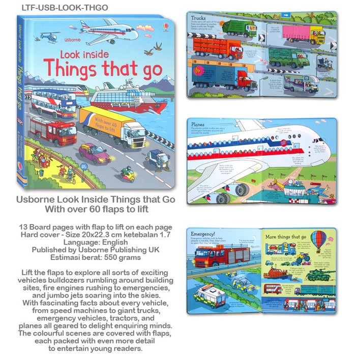 Buku Edukasi Anak Impor USBORNE LOOK INSIDE THINGS THAT GO