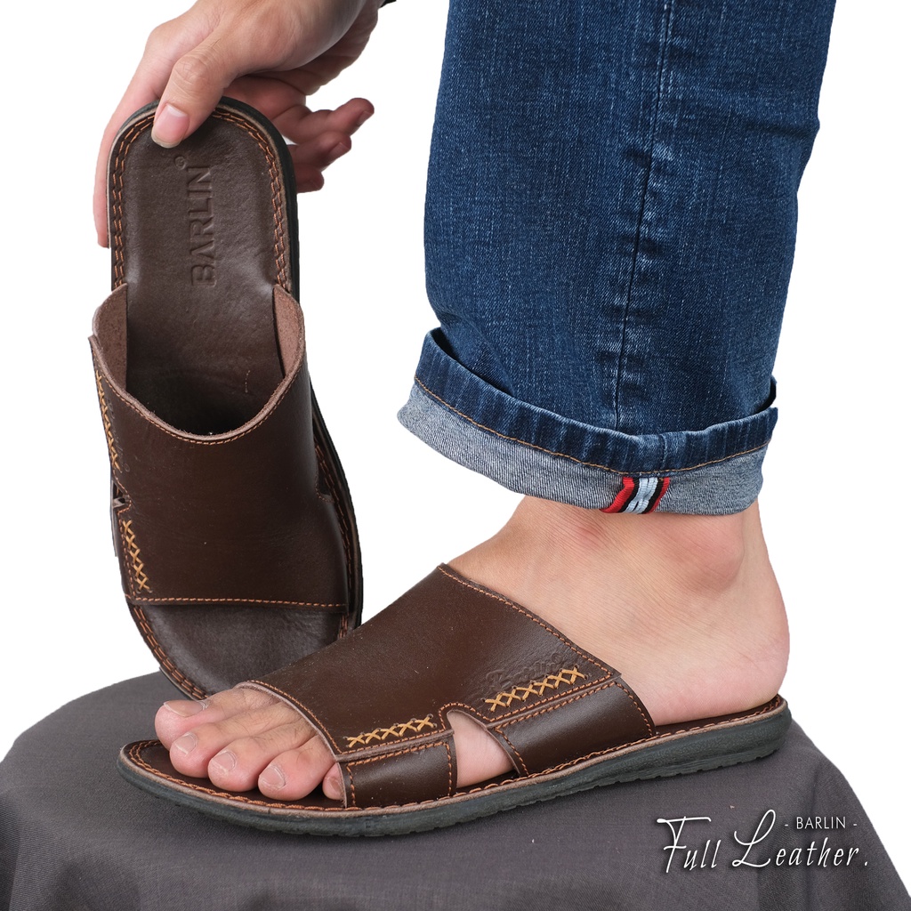 Sandal Kulit Pria Casual - Sendal Kulit Pria Original Barlin