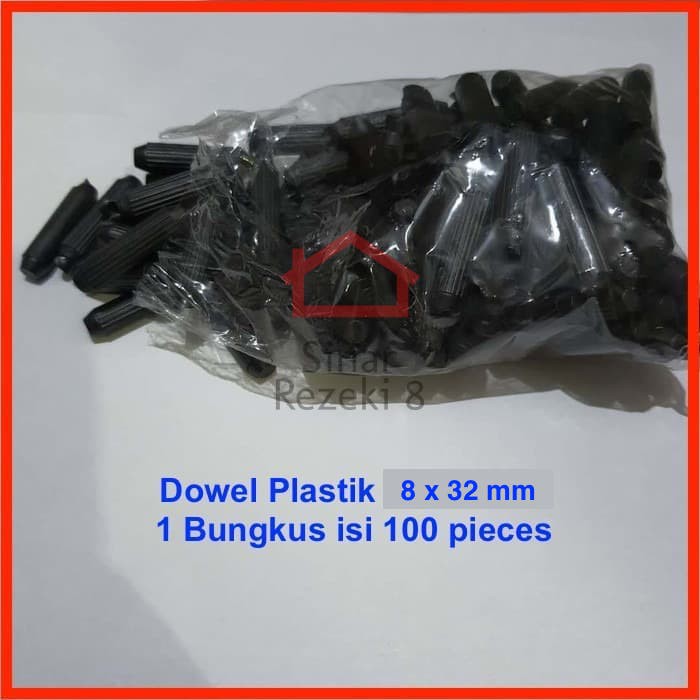 Dowel Plastik Hitam 8 x 32 100 pcs / Bungkus 8x30 30 Stik Bulat Dowel Pen