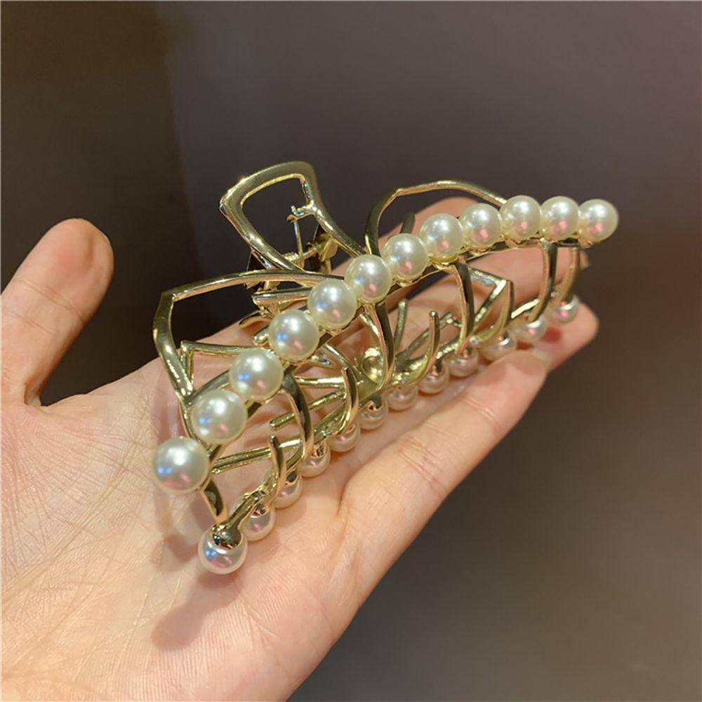 DYRUIDOJ Pearl Hair Claw Shark Clip Korea Perempuan Mandi Telinga Kelinci Alloy Wanita Hair Clips