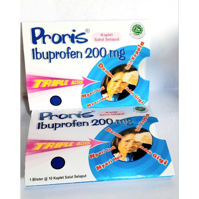 Proris Ibuprofen 200 mg, tripel action, 1 blister isi 10 butir