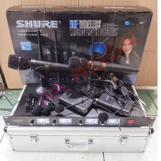 MIC WIRELESS SHURE 4 CHANNEL X-1HC FREQUENCY UHF X1HC INCLUDE KOPER