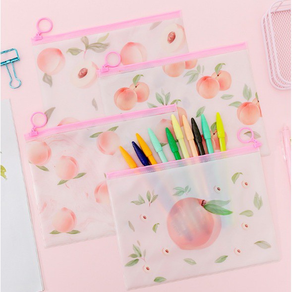 

ZIPPER BAG TRANSPARAN PEACH / TEMPAT PENSIL PEACH