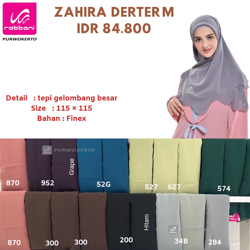 RABBANI - KERUDUNG SEGIEMPAT DERTER UKURAN M / ZAHIRA DERTER M