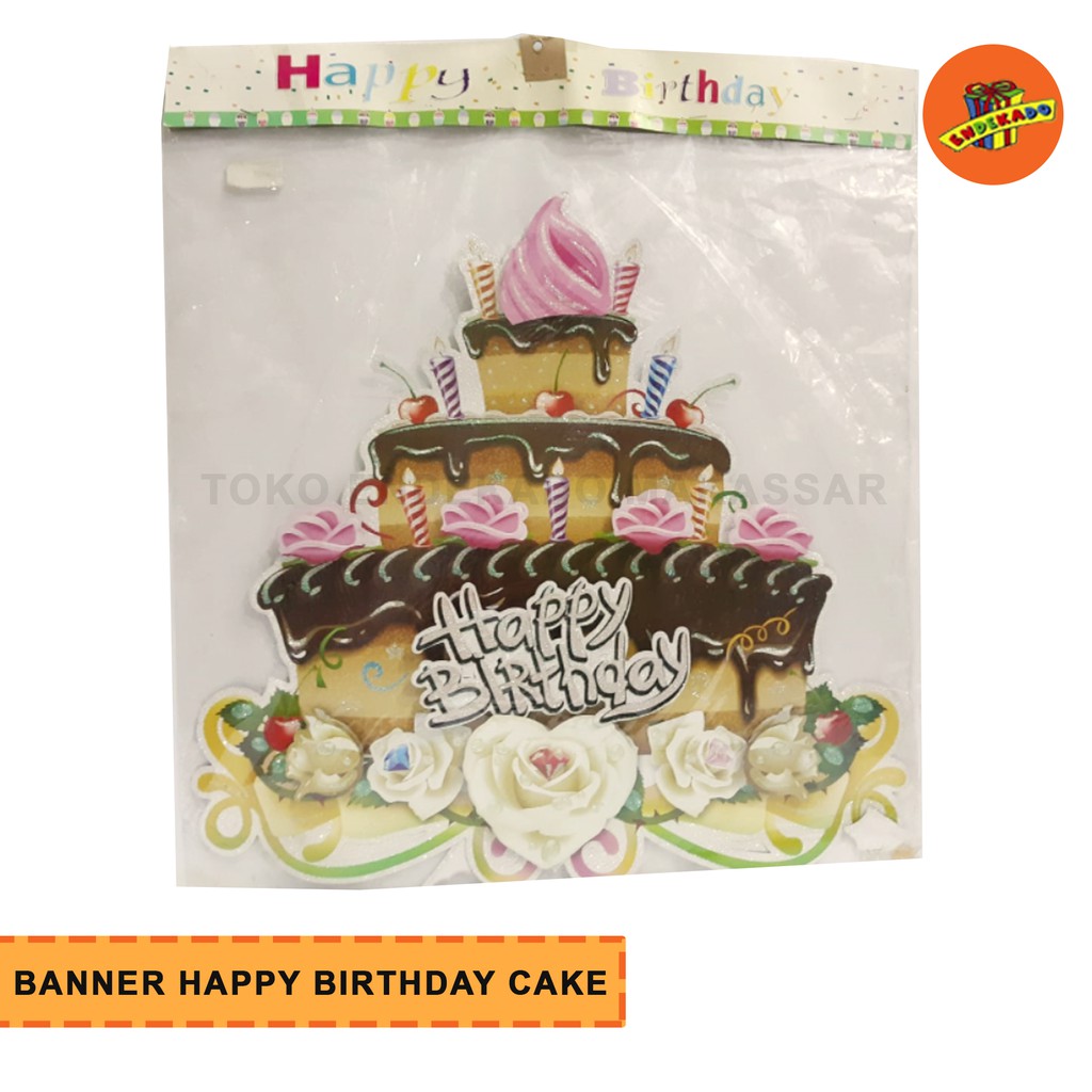 BANNER HAPPY BIRTHDAY CAKE- Banner Kue Ulang Tahun