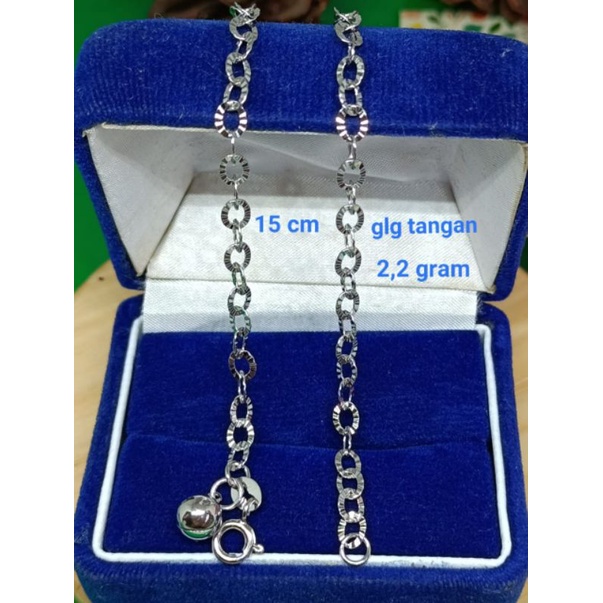 Gelang Holo Ukir, Perak 925, Sepuh Emas Putih