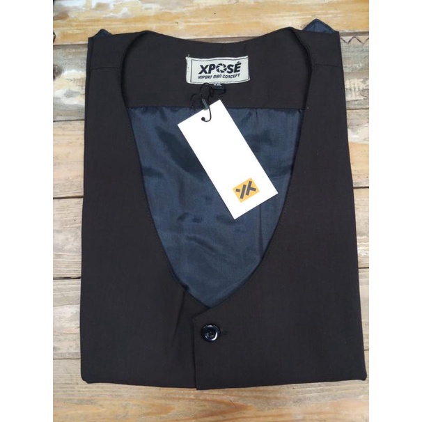 Vest Formal - Rompi Setelan Dalaman Jas Pria/Groomsmen Wedding - Slim Fit M L XL Big Size/Jumbo/XXL-Coklat Tua(Polos)