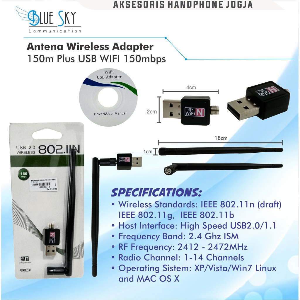 Antena Wireless Adapter 150m Plus USB WIFI 150mbps