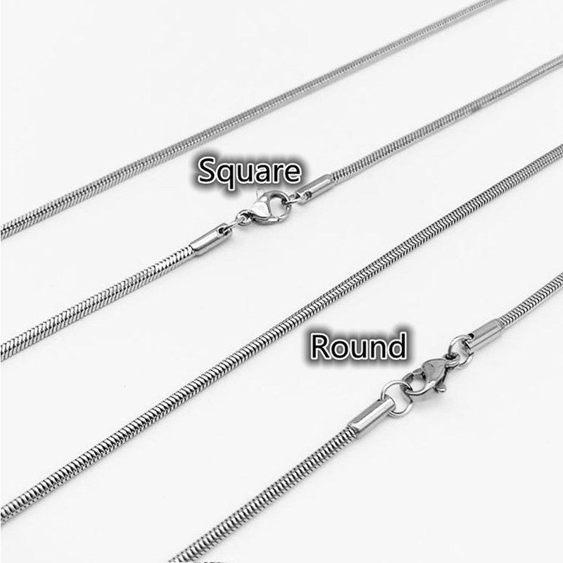 Kalung Rantai Bentuk Tulang Ular Bulat Bahan Titanium Steel Gaya Hip Hop Korea Untuk Pria Dan Wanita