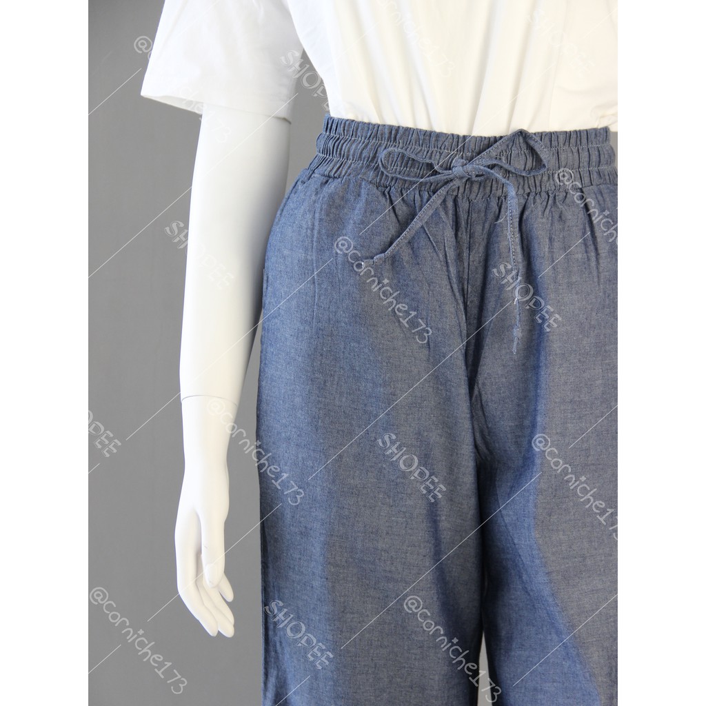 Corniche Chambray Wide Pants Blue - TO90226