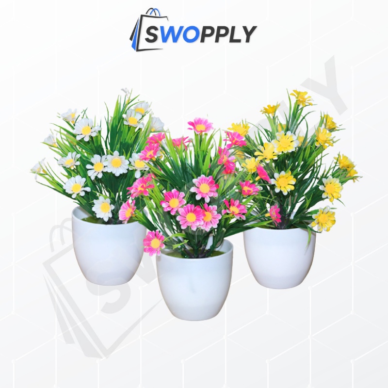 Swopply PT32 Pot Tanaman Hias Bunga Hias Plastik Ornamen Pot Bongsai Artificial Flower Decoration