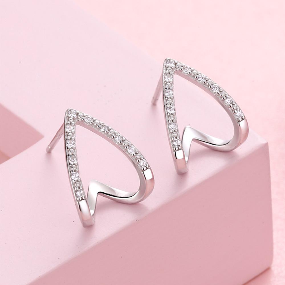 Needway   Stud Earring Aksesoris Hadiah Berongga Kepribadian Geometris Kristal Perhiasan Fashion