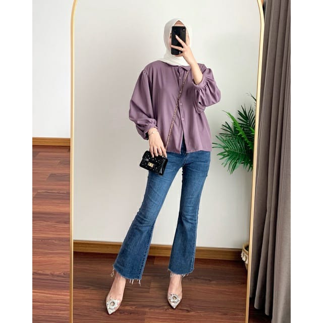 BEFAST - ZFS OOTD Wanita Blouse TIFFNY / ELZE SHAKILA BATWING SHIRT / Pakaian Blouse Kasual / Blouse Kekiniaan Wanita Remaja / Blouse Banyak Warna / Fashion Wanita Casual / Blouse Lengan Panjang / Blouse Polos Terbaru 2022