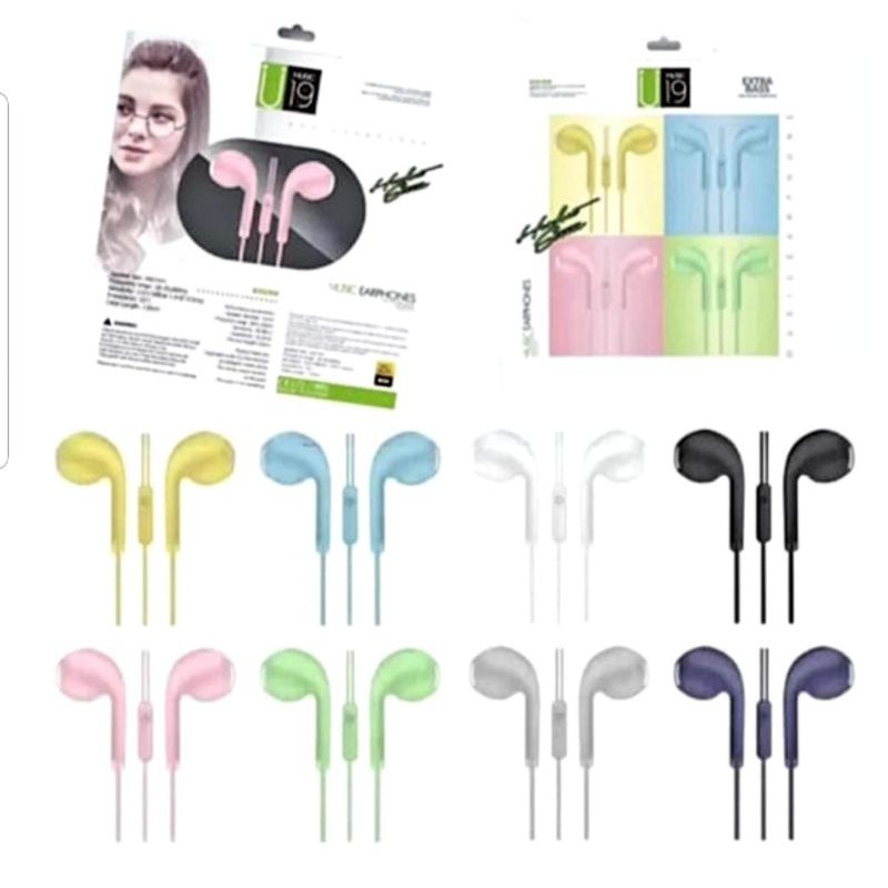 hf headset u-19 macaron earphone new