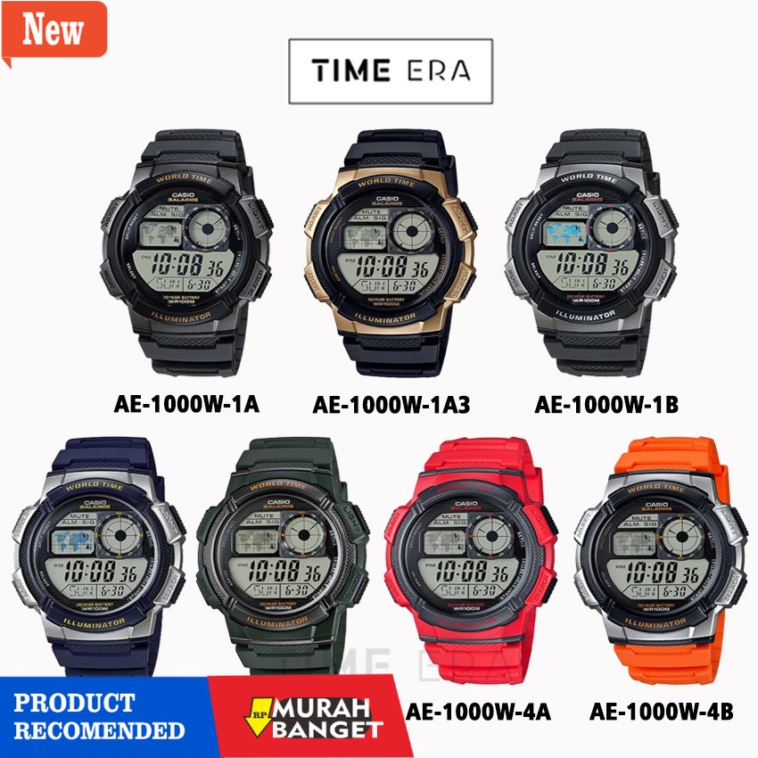 jam digital pria terbaik- Casio Original AE1000 / AE-1000W / AE-1000W-1A Jam Tangan Pria  Digital Ka