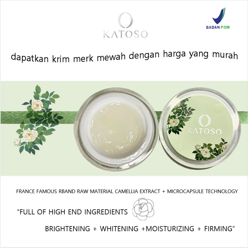 (BPOM) Katoso Camellia Brightening &amp; Moisturizing Essence Night Cream Pelembab Wajah Skincare  | 10 gr Niacinamide Whitening Smoothing Revitalizing Night Cream