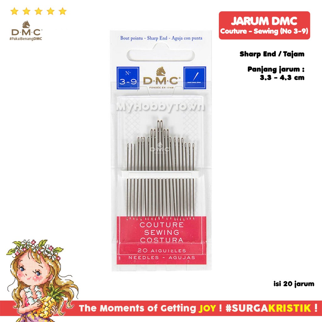 Jarum Jahit Sewing Couture DMC No. 3-9 Sharp End Ujung Tajam