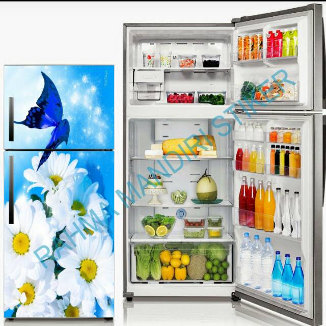 Fariasi stiker kulkas 2pintu motiv bunga2