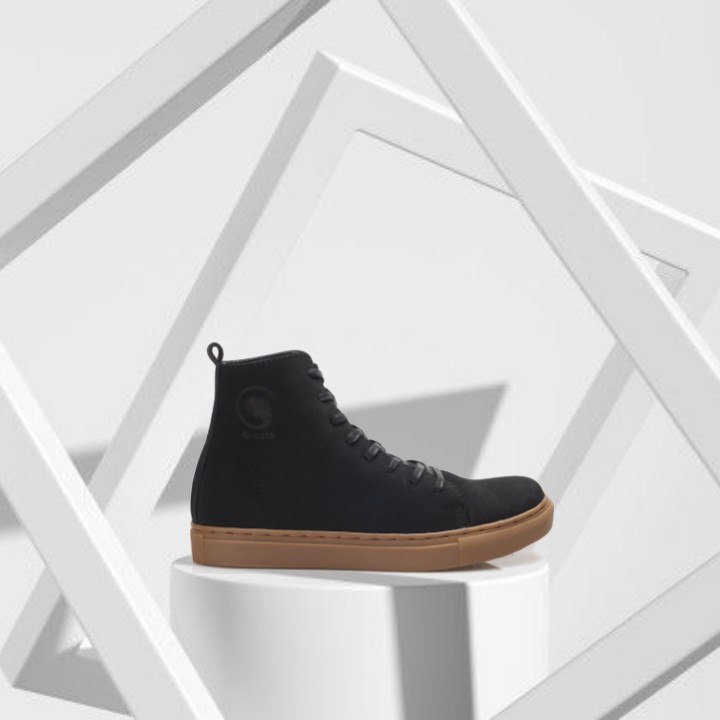 MAGNUS BLACK (Kulit Asli) - Sepatu Boots Pria Kasual Kulit Klasik Vintage Sporty Casual Cowok - Boot Kulit