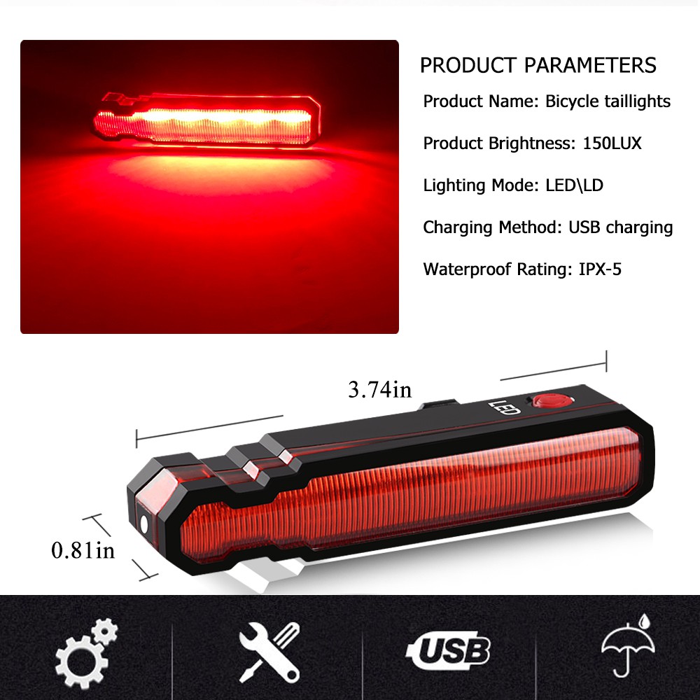 Lampu Belakang Sepeda Led Tahan Air Dengan Port Charger Usb