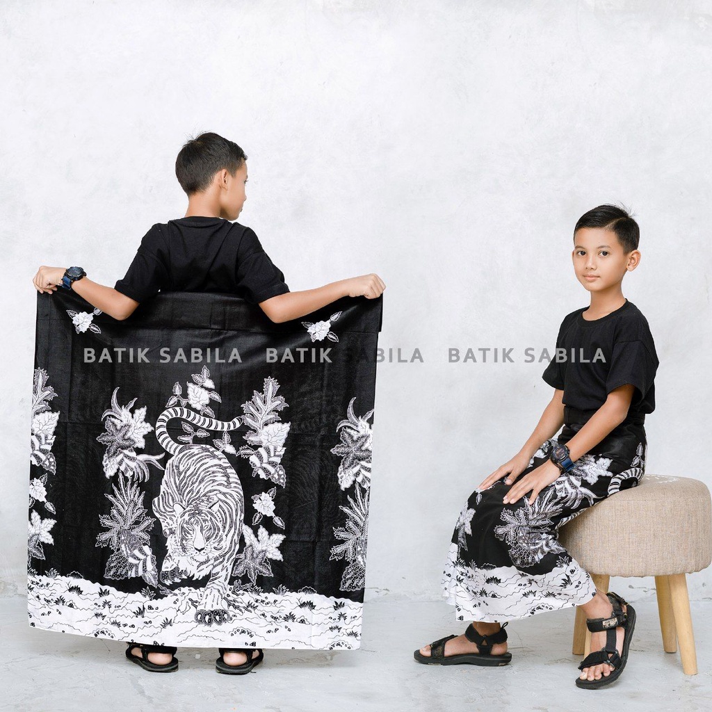 PROMO SARUNG BATIK ANAK UISA 8-12TH MOTIF MACAN PUTIH SARUNG MODERN ZAMAN NOW SARUNG SANTRI BISA BAY