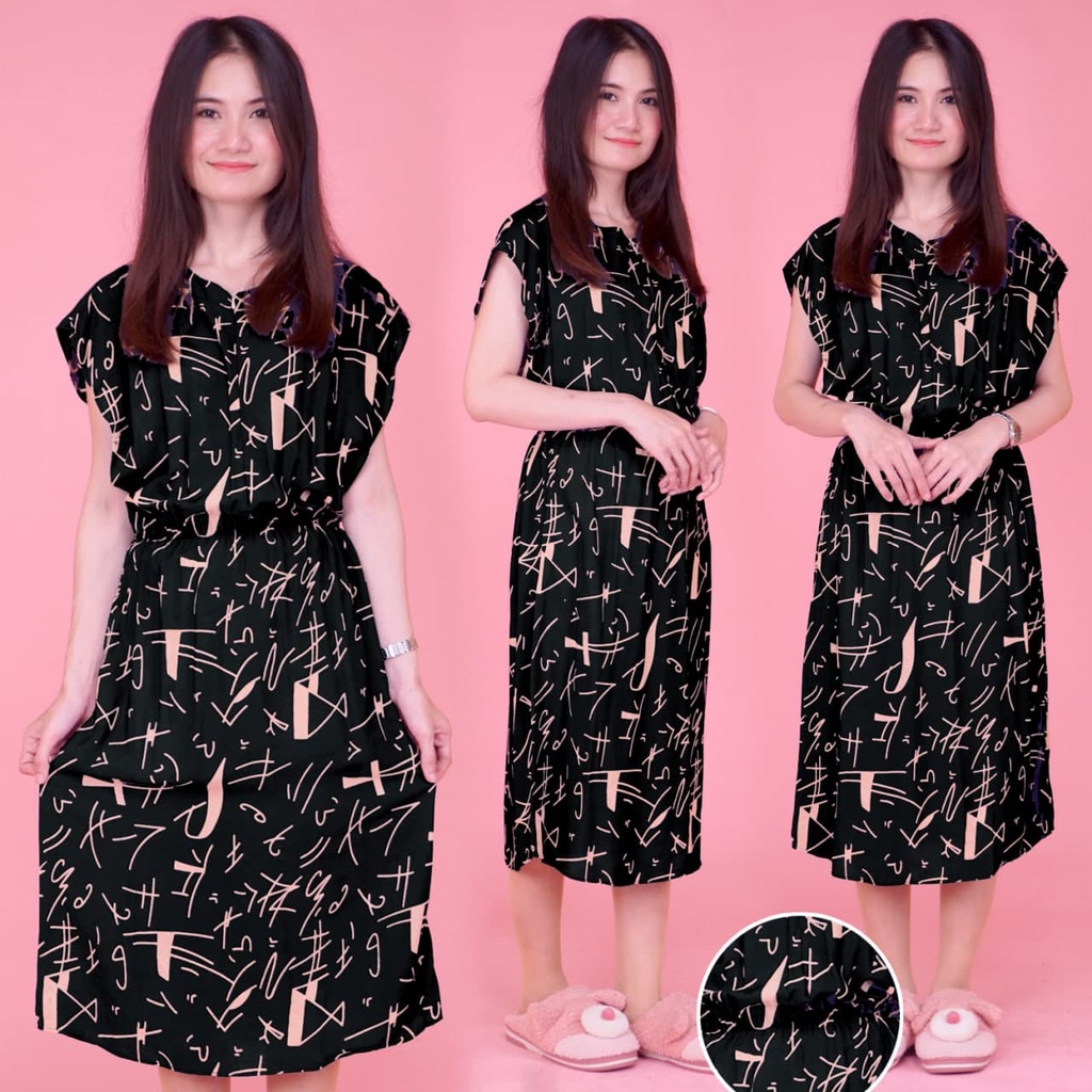 DASTER MANOHARA SANTUNG PAKAIAN BAJU TIDUR MURAH KEKINIAN BATIKWARNA-MH Formula Hitam