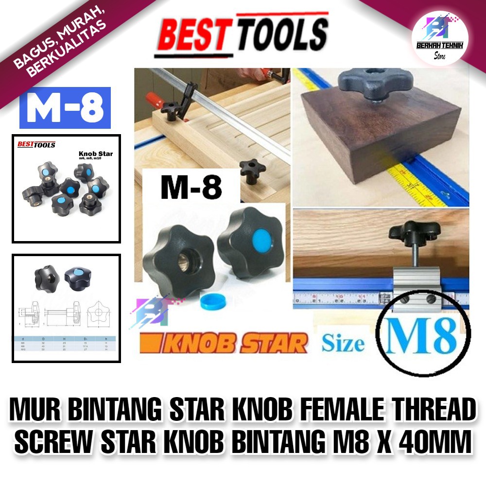 Jual Mur Bintang Star Knob Female Thread Screw Star Knob Bintang M8 X