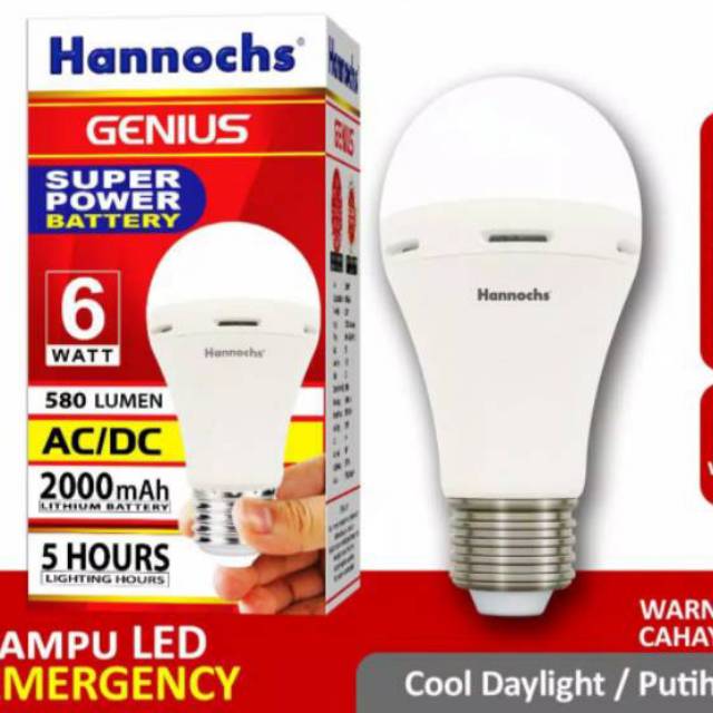 Hannochs Lampu Emergency Led/Lampu darurat Hannochs Genius 6watt