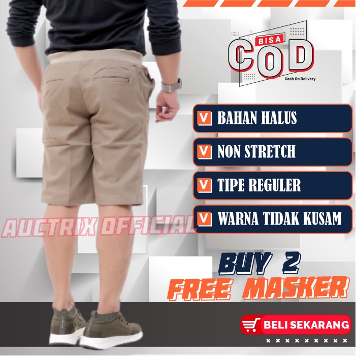 Celana Pendek Pria Jumbo Big Size 39-50 Chinos Rip Pinggang Karet
