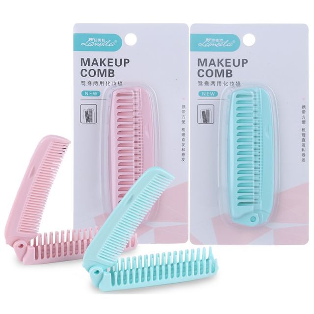 Sisir Lipat 2 in 1 Pastel Travel Hair Brush Compact Hair Comb