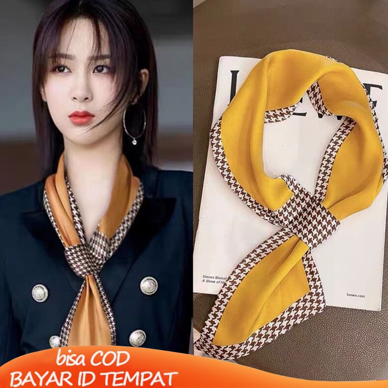 COD❤️ Panjang Kecil Syal Korea Sutra Tepi Lebar All-Match Fashion Suit Syal Sutra Syal Leher Tipis Syal Rambut Aksesoris Wanita Fashion Murah Impor