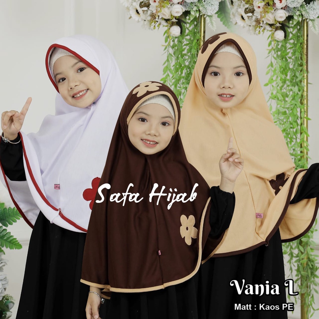 Jilbab Anak Instan  SD Bunga Ceplok Size M Kerudung Sekolah Anak SAFA Hijab